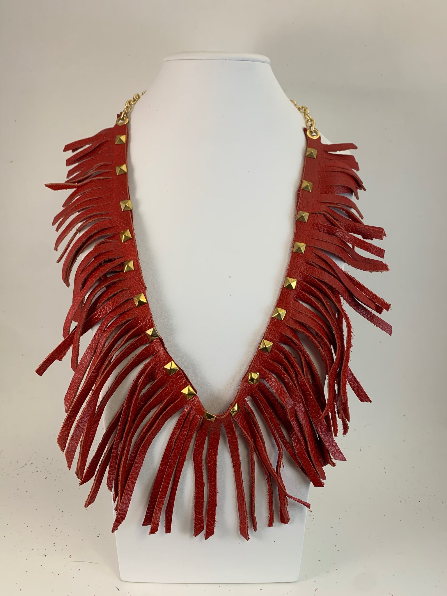 Wrap Around Red Leather Fringe Necklace – NadineByNadia